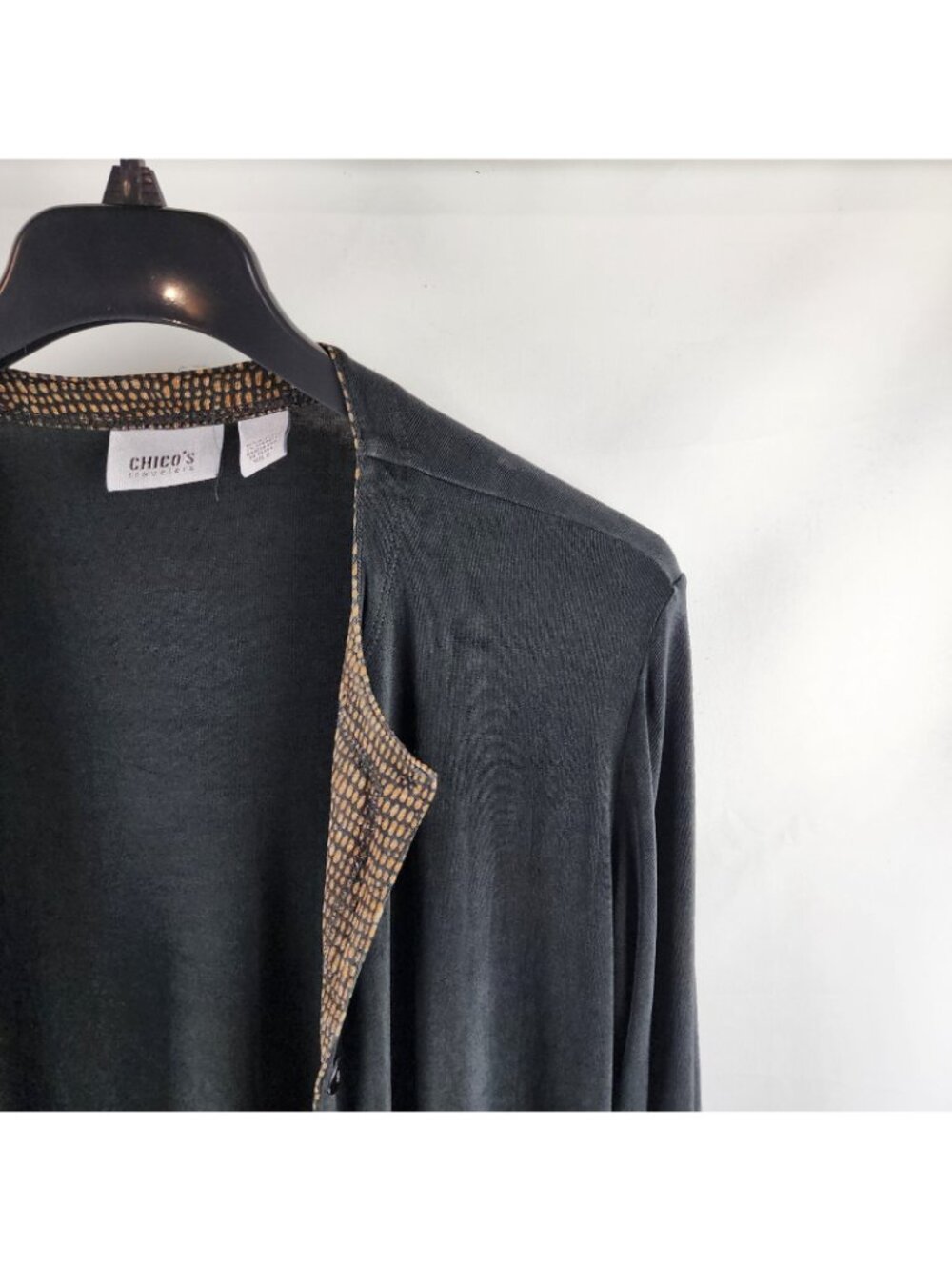 Chicos Travelers Sweater Womens Large Black Multi Front Cardigan Button Up - Picture 6 of 8